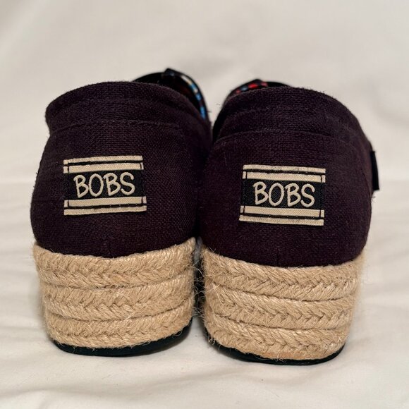 ✨ BOBS from Skechers Black Canvas Espadrille Wedges | Feminine Casual | 8.5 - Picture 4 of 6